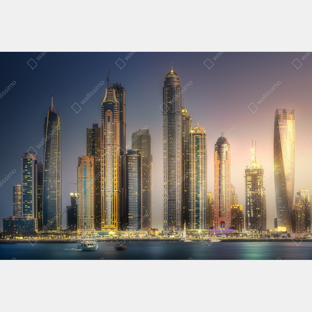 Plakat złota panorama miasta o zmierzchu – Wallissimo® Plakat złota panorama miasta o zmierzchu – Wallissimo®