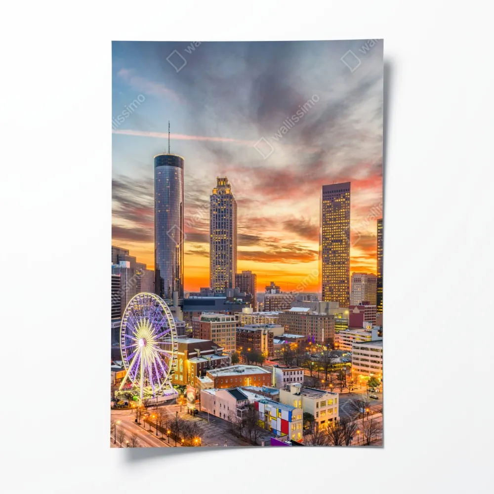 Plakat Atlanta panorama miasta przy zachodzie słońca – Wallissimo® Plakat Atlanta panorama miasta przy zachodzie słońca – Wallissimo®