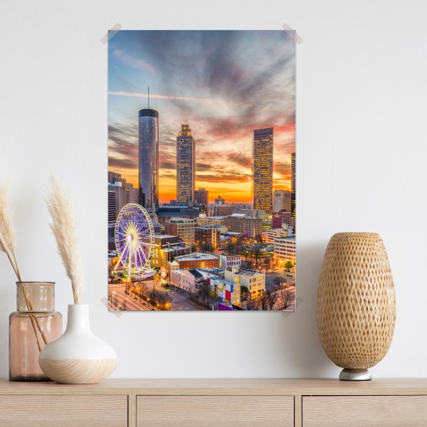 Plakat Atlanta panorama miasta przy zachodzie słońca – Wallissimo® Plakat Atlanta panorama miasta przy zachodzie słońca – Wallissimo®