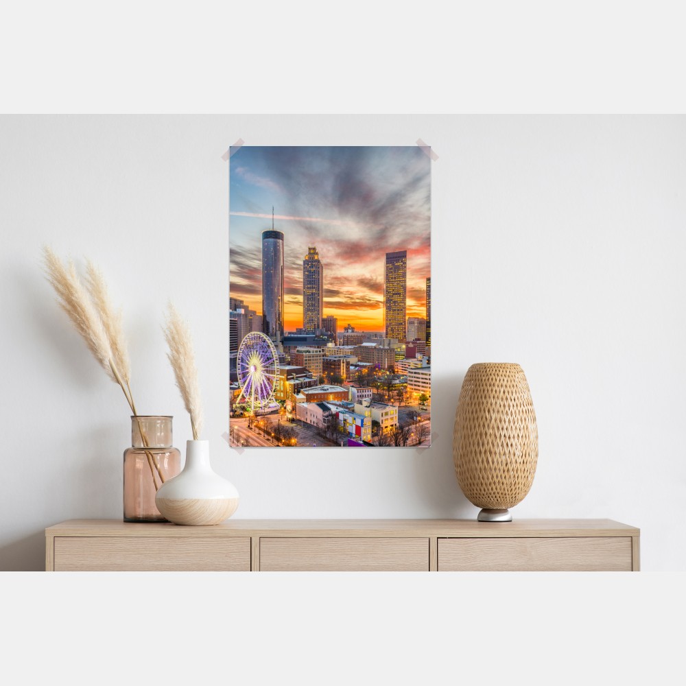 Plakat Atlanta panorama miasta przy zachodzie słońca – Wallissimo® Plakat Atlanta panorama miasta przy zachodzie słońca – Wallissimo®