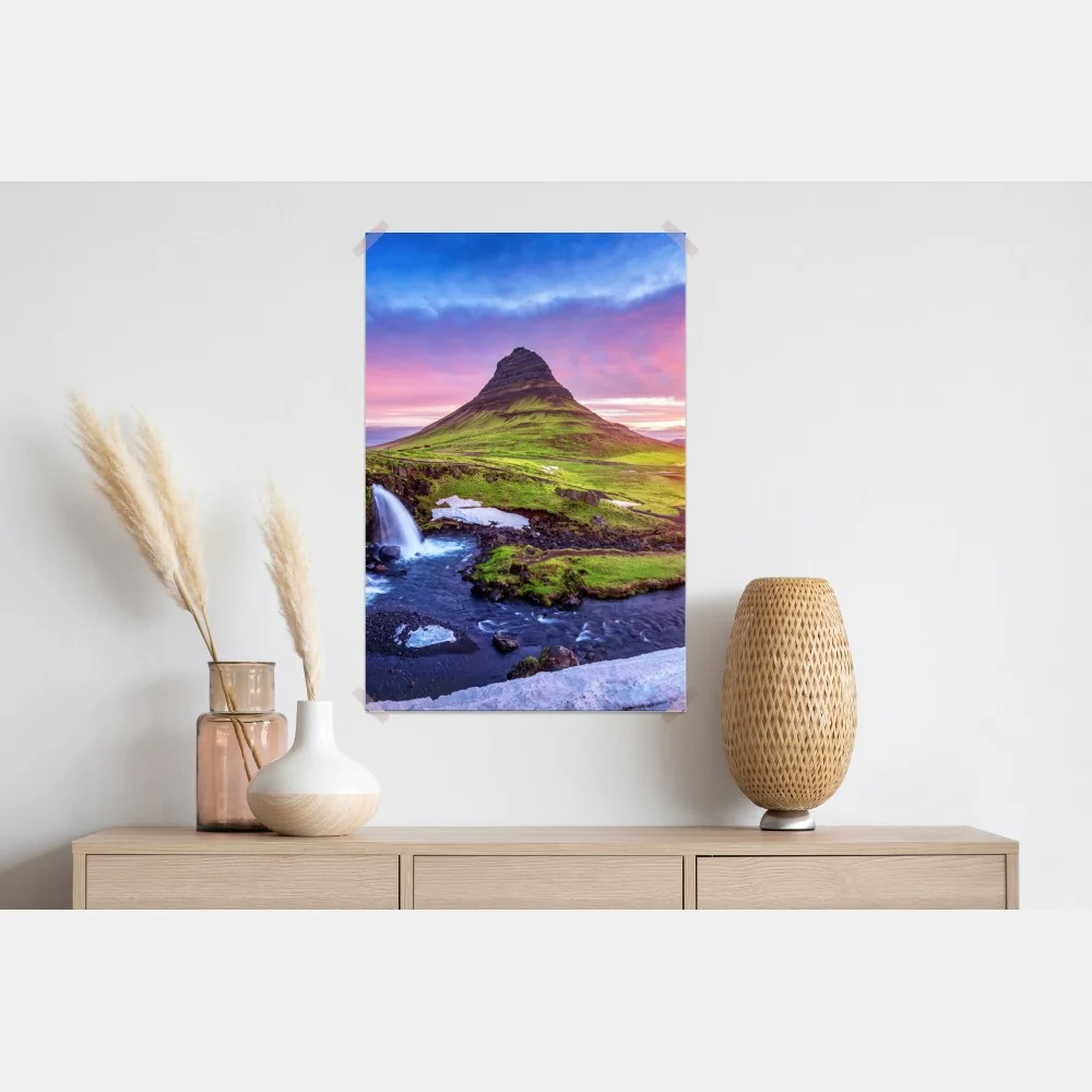 Plakat Kirkjufell o wschodzie słońca – Wallissimo® Plakat Kirkjufell o wschodzie słońca – Wallissimo®