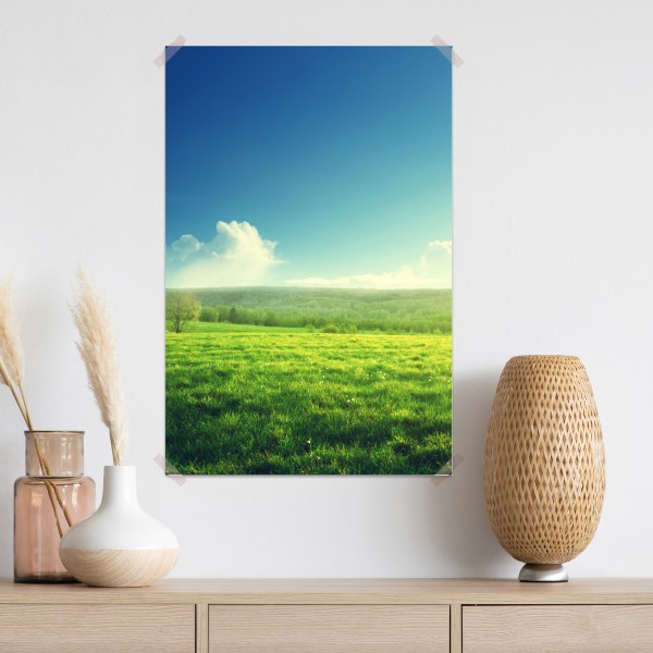Plakat słoneczna wiosenna łąka o zachodzie słońca – Wallissimo® Plakat słoneczna wiosenna łąka o zachodzie słońca – Wallissimo®