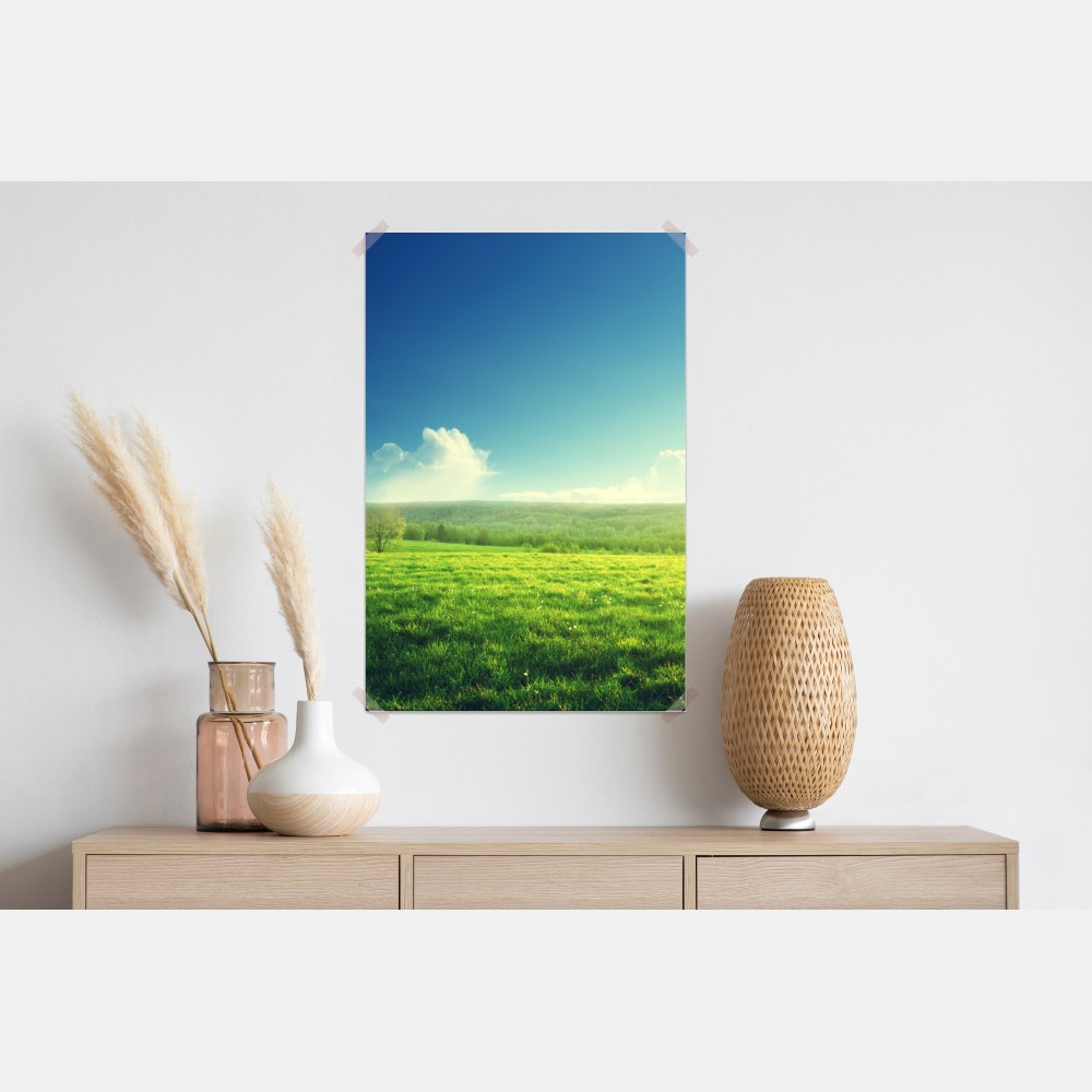 Plakat słoneczna wiosenna łąka o zachodzie słońca – Wallissimo® Plakat słoneczna wiosenna łąka o zachodzie słońca – Wallissimo®