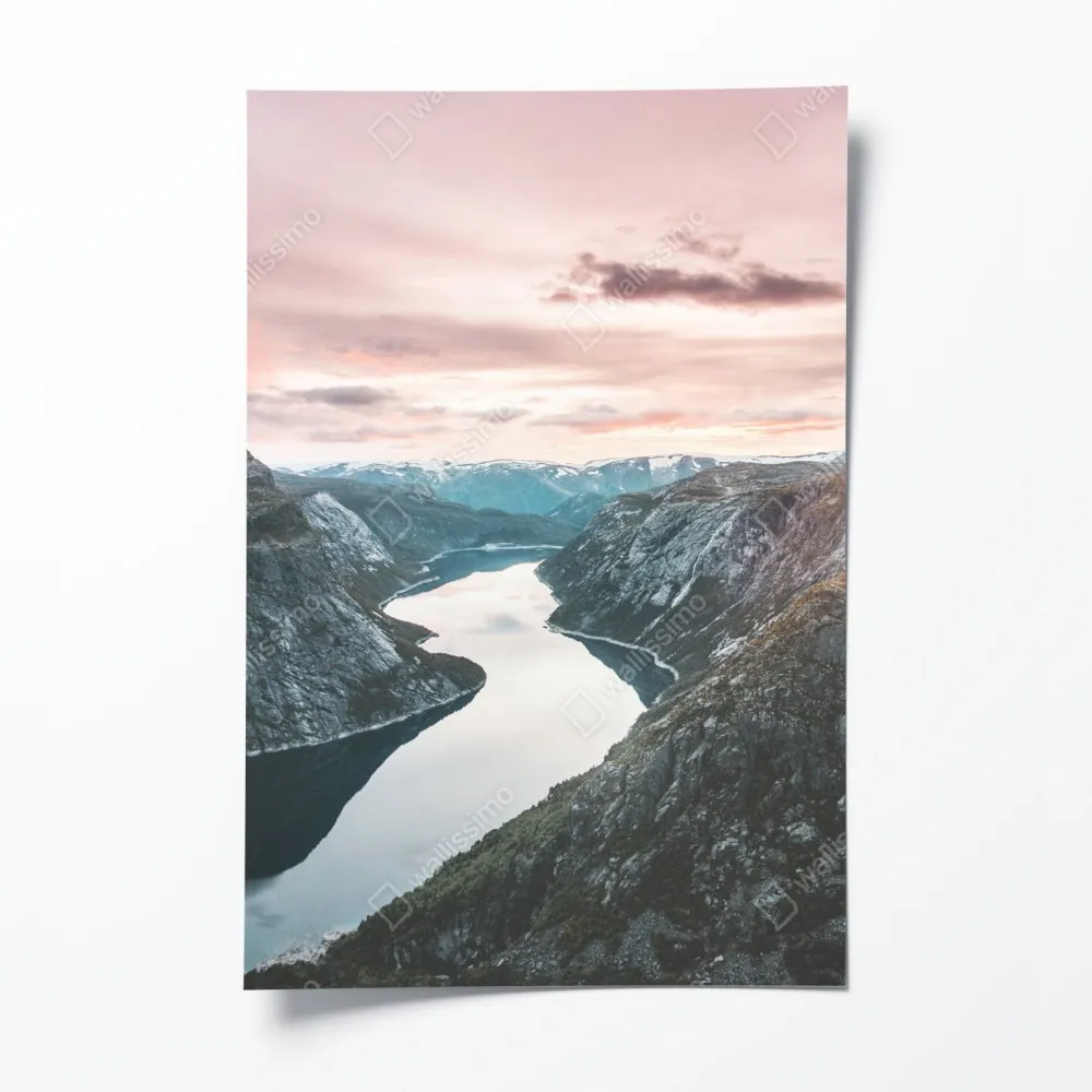 Plakat spokojny fiord o zachodzie słońca – Wallissimo® Plakat spokojny fiord o zachodzie słońca – Wallissimo®