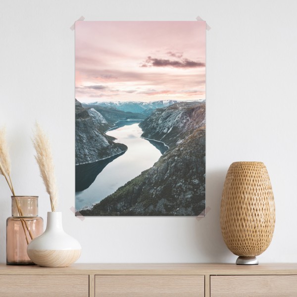 Plakat spokojny fiord o zachodzie słońca – Wallissimo® Plakat spokojny fiord o zachodzie słońca – Wallissimo®