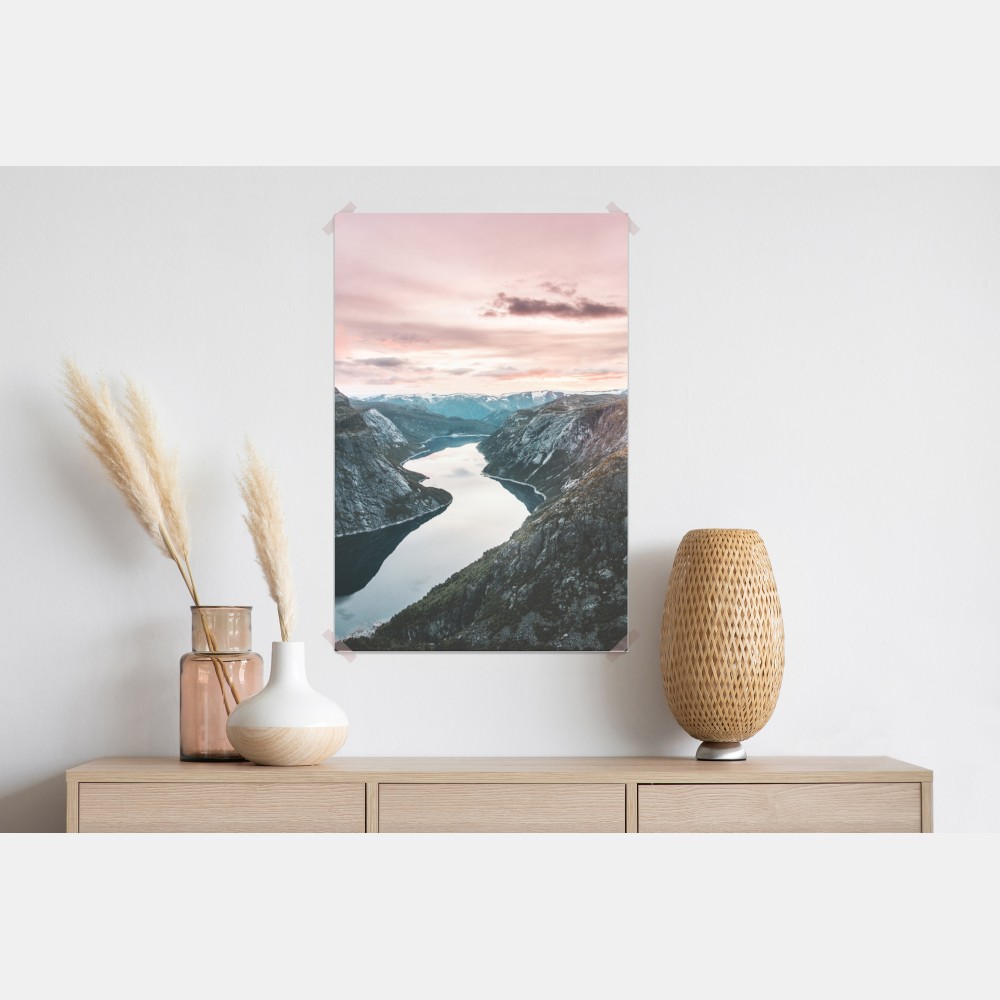 Plakat spokojny fiord o zachodzie słońca – Wallissimo® Plakat spokojny fiord o zachodzie słońca – Wallissimo®