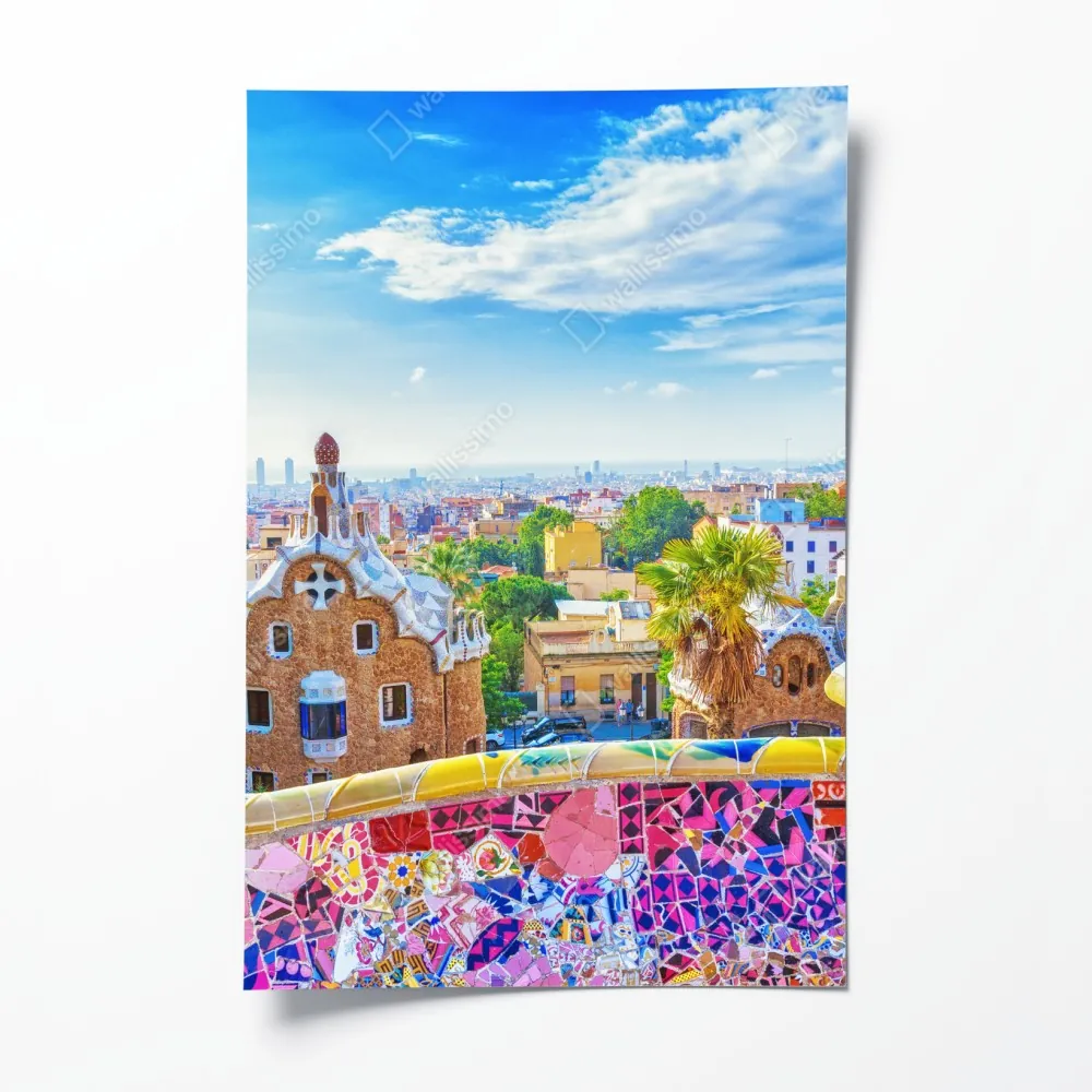 Plakat żywa Barcelona Park Güell mozaikowa panorama – Wallissimo® Plakat żywa Barcelona Park Güell mozaikowa panorama – Wallissimo®