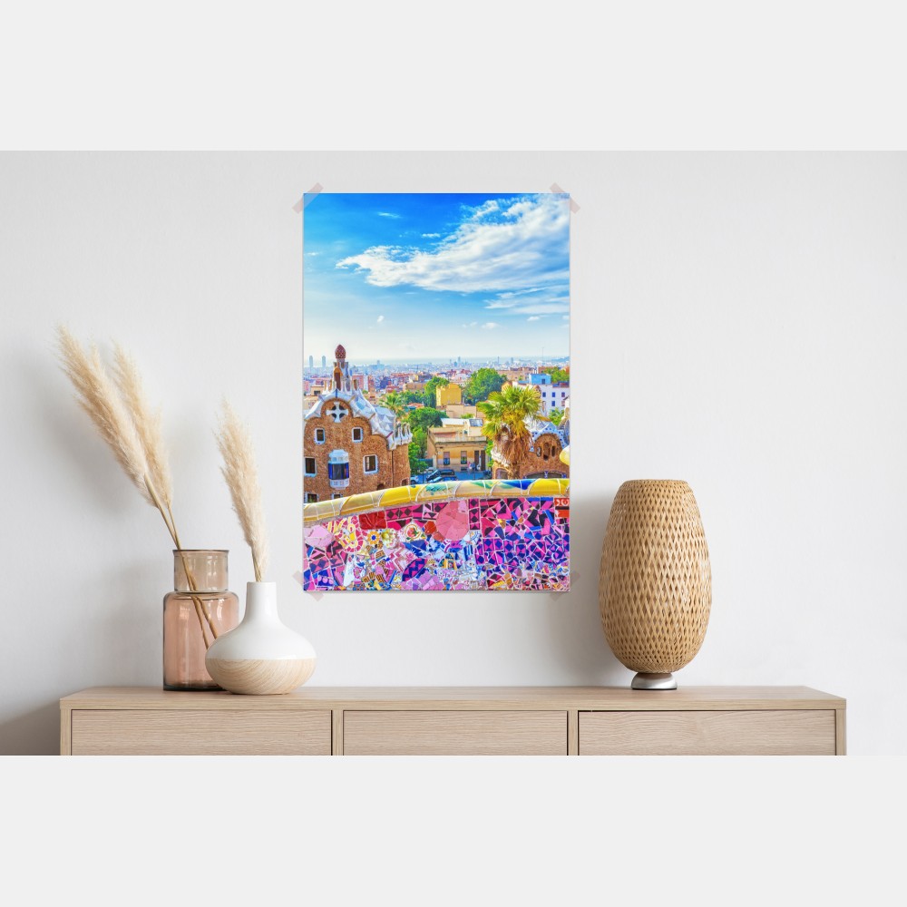 Plakat żywa Barcelona Park Güell mozaikowa panorama – Wallissimo® Plakat żywa Barcelona Park Güell mozaikowa panorama – Wallissimo®