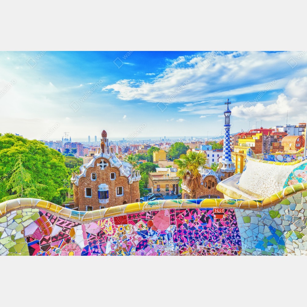 Plakat żywa Barcelona Park Güell mozaikowa panorama – Wallissimo® Plakat żywa Barcelona Park Güell mozaikowa panorama – Wallissimo®
