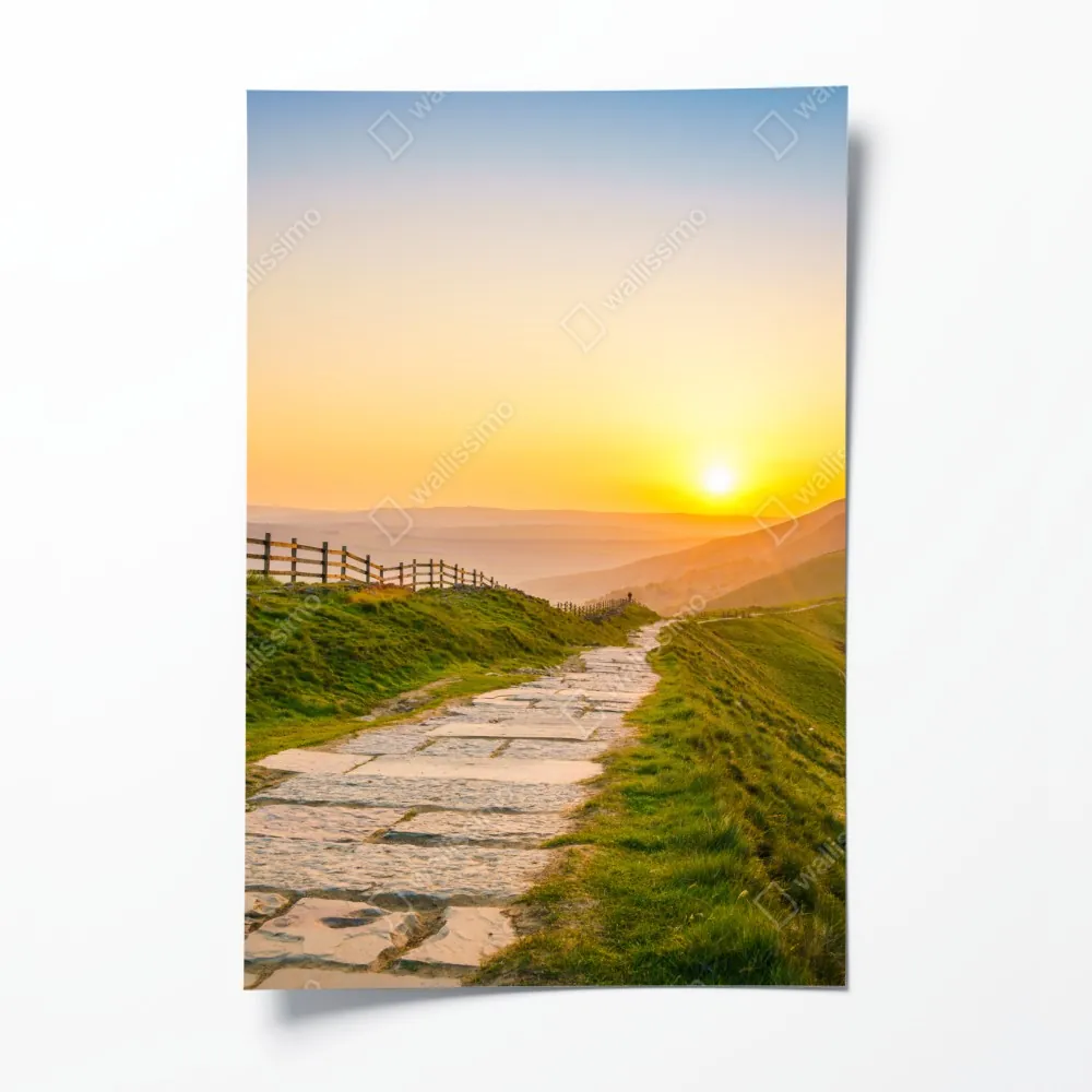 Plakat słoneczny grzbiet górski o wschodzie słońca – Wallissimo® Plakat słoneczny grzbiet górski o wschodzie słońca – Wallissimo®