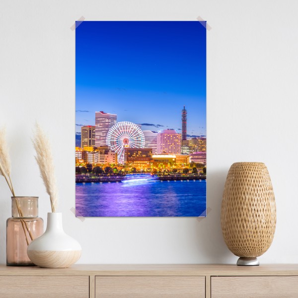Plakat Yokohama panorama miasta o zmierzchu – Wallissimo® Plakat Yokohama panorama miasta o zmierzchu – Wallissimo®