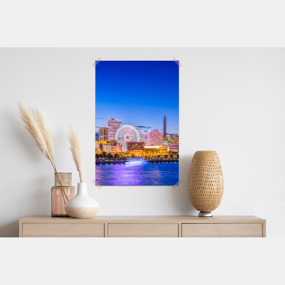 Plakat Yokohama panorama miasta o zmierzchu – Wallissimo® Plakat Yokohama panorama miasta o zmierzchu – Wallissimo®