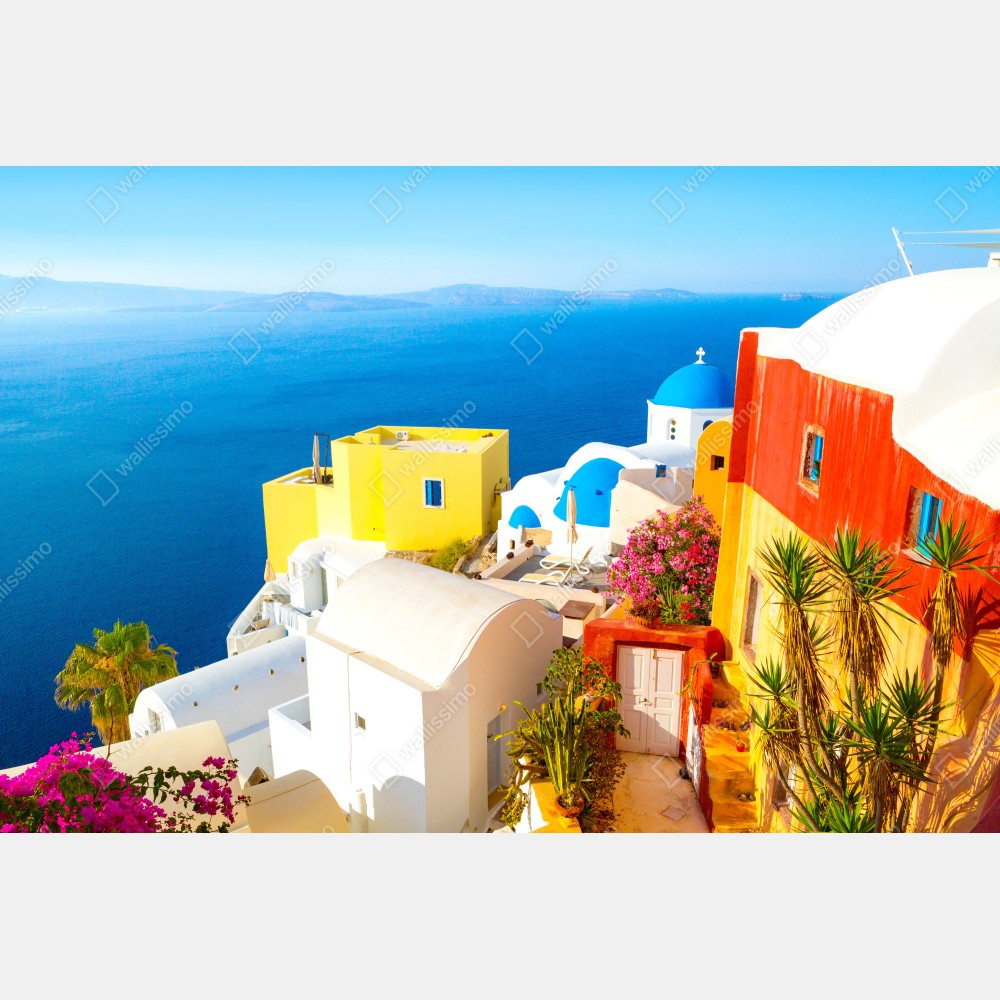 Plakat słoneczna Santorini nadmorska wioska – Wallissimo® Plakat słoneczna Santorini nadmorska wioska – Wallissimo®