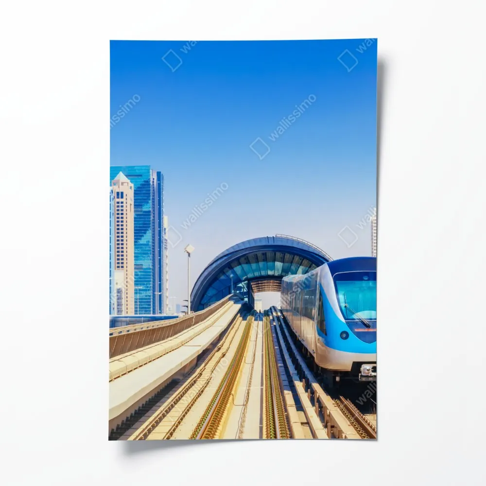 Plakat miejski pociąg metra w słońcu – Wallissimo® Plakat miejski pociąg metra w słońcu – Wallissimo®