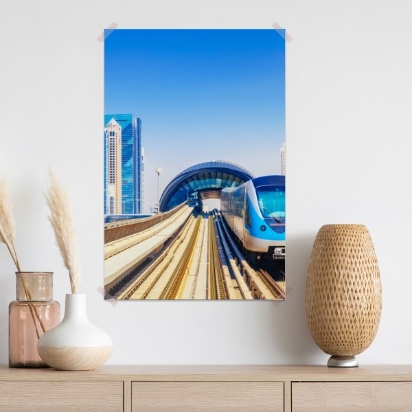 Plakat miejski pociąg metra w słońcu – Wallissimo® Plakat miejski pociąg metra w słońcu – Wallissimo®