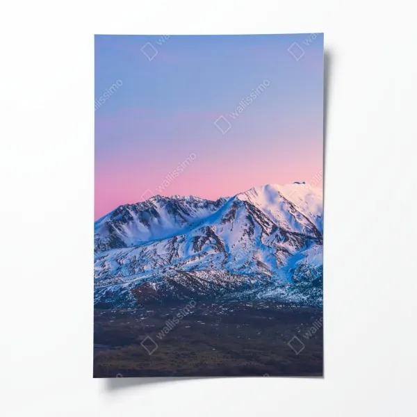 Plakat zachód słońca nad Mount St. Helens w zimie