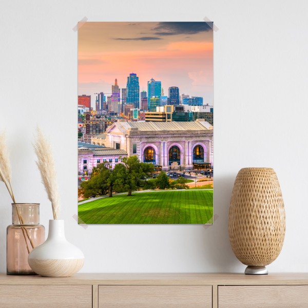Plakat Kansas City panorama o zmierzchu – Wallissimo® Plakat Kansas City panorama o zmierzchu – Wallissimo®