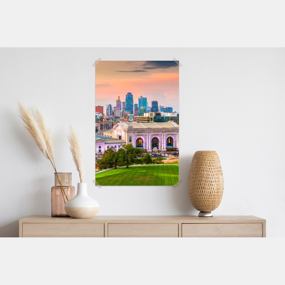 Plakat Kansas City panorama o zmierzchu – Wallissimo® Plakat Kansas City panorama o zmierzchu – Wallissimo®