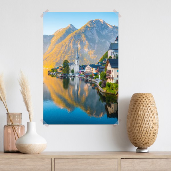 Plakat poranny blask Hallstatt nad jeziorem – Wallissimo® Plakat poranny blask Hallstatt nad jeziorem – Wallissimo®