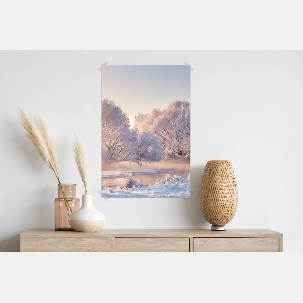 Plakat oszronione drzewa o świcie – Wallissimo® Plakat oszronione drzewa o świcie – Wallissimo®