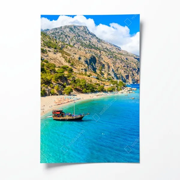 Plakat żaglówka na plaży Apella, Karpathos