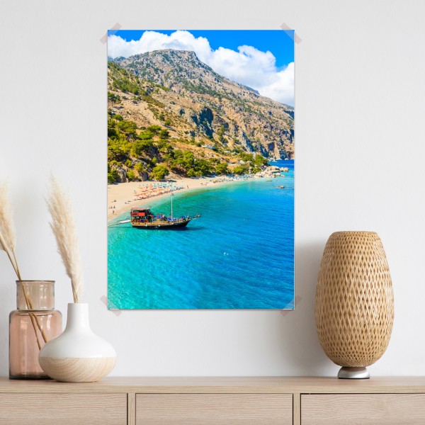Plakat żaglówka na plaży Apella, Karpathos