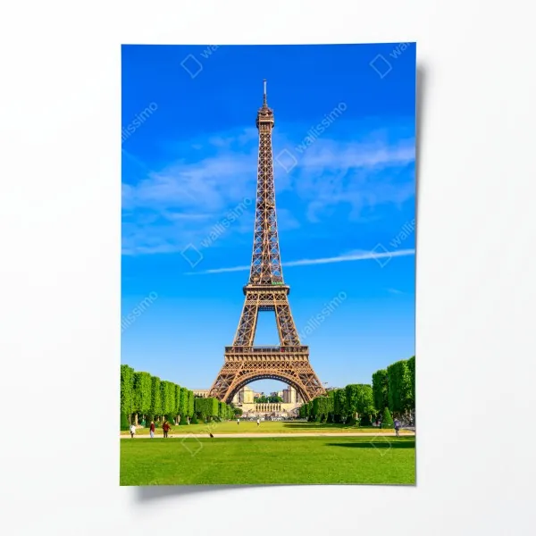 Plakat Wieża Eiffla na Polu Marsowym, żywy paryski krajobraz