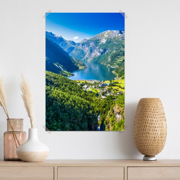 Plakat Geirangerfjord panorama górska – Wallissimo® Plakat Geirangerfjord panorama górska – Wallissimo®