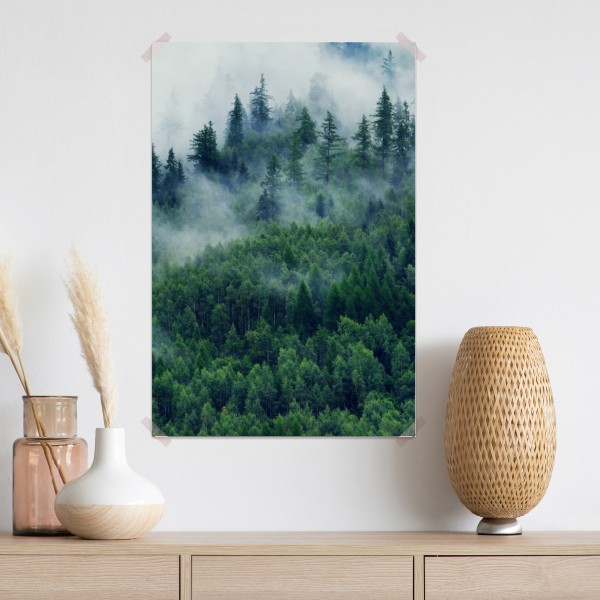 Plakat mglisty zielony las – Wallissimo® Plakat mglisty zielony las – Wallissimo®