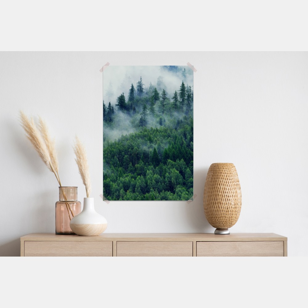 Plakat mglisty zielony las – Wallissimo® Plakat mglisty zielony las – Wallissimo®