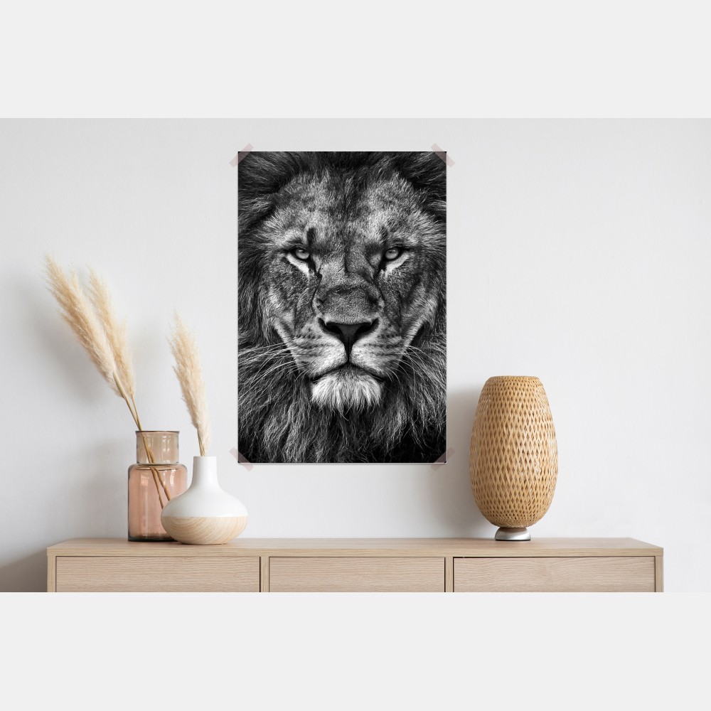 Plakat majestatyczny portret lwa w monochromie – Wallissimo® Plakat majestatyczny portret lwa w monochromie – Wallissimo®