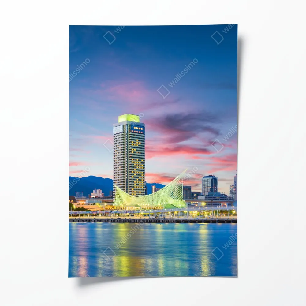 Plakat Kobe panorama portu o zmierzchu – Wallissimo® Plakat Kobe panorama portu o zmierzchu – Wallissimo®