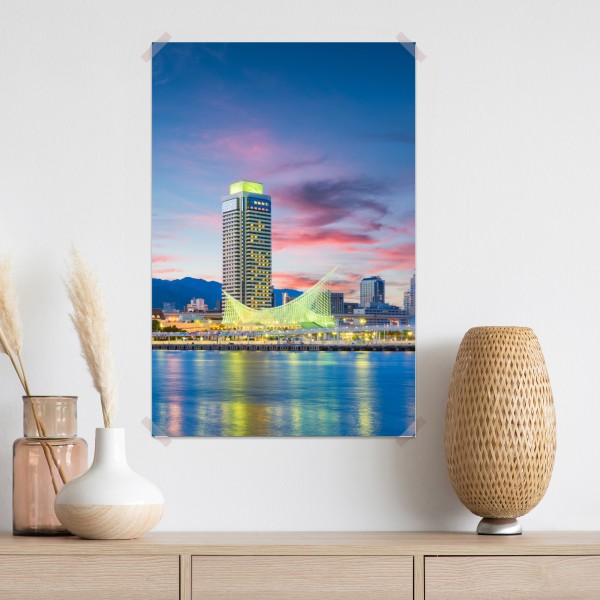 Plakat Kobe panorama portu o zmierzchu – Wallissimo® Plakat Kobe panorama portu o zmierzchu – Wallissimo®