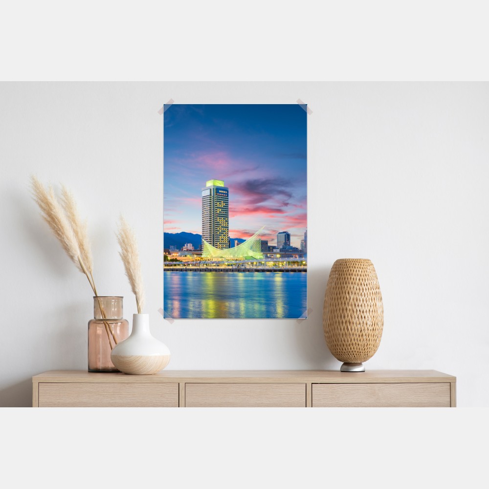Plakat Kobe panorama portu o zmierzchu – Wallissimo® Plakat Kobe panorama portu o zmierzchu – Wallissimo®