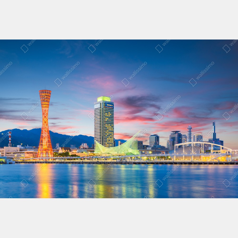 Plakat Kobe panorama portu o zmierzchu – Wallissimo® Plakat Kobe panorama portu o zmierzchu – Wallissimo®