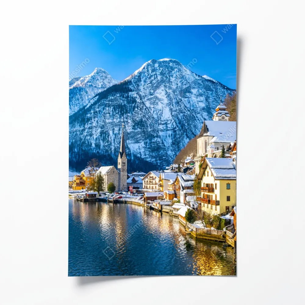 Plakat zimowy spokój w Hallstatt — alpejska wioska nad jeziorem – Wallissimo® Plakat zimowy spokój w Hallstatt — alpejska wioska nad jeziorem – Wallissimo®