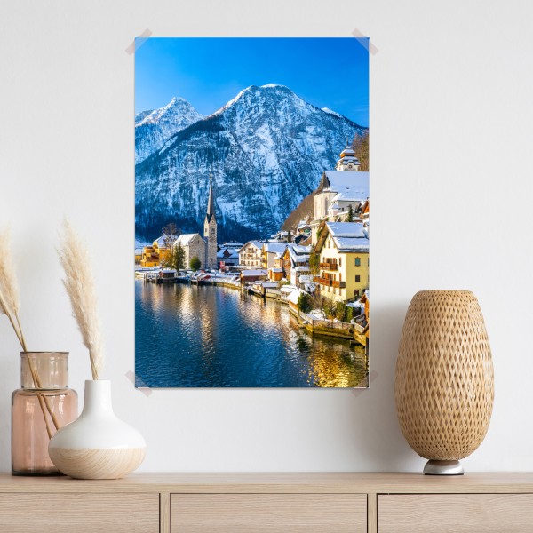 Plakat zimowy spokój w Hallstatt — alpejska wioska nad jeziorem – Wallissimo® Plakat zimowy spokój w Hallstatt — alpejska wioska nad jeziorem – Wallissimo®