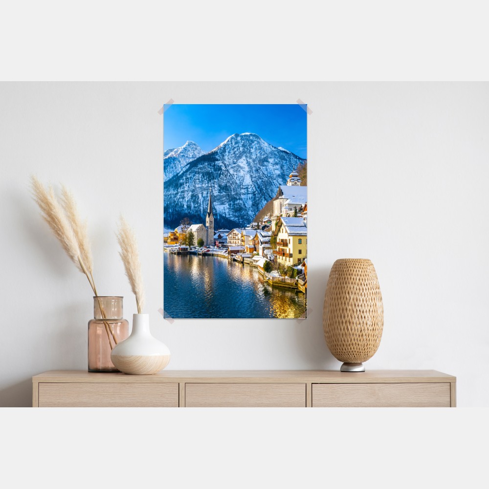 Plakat zimowy spokój w Hallstatt — alpejska wioska nad jeziorem – Wallissimo® Plakat zimowy spokój w Hallstatt — alpejska wioska nad jeziorem – Wallissimo®
