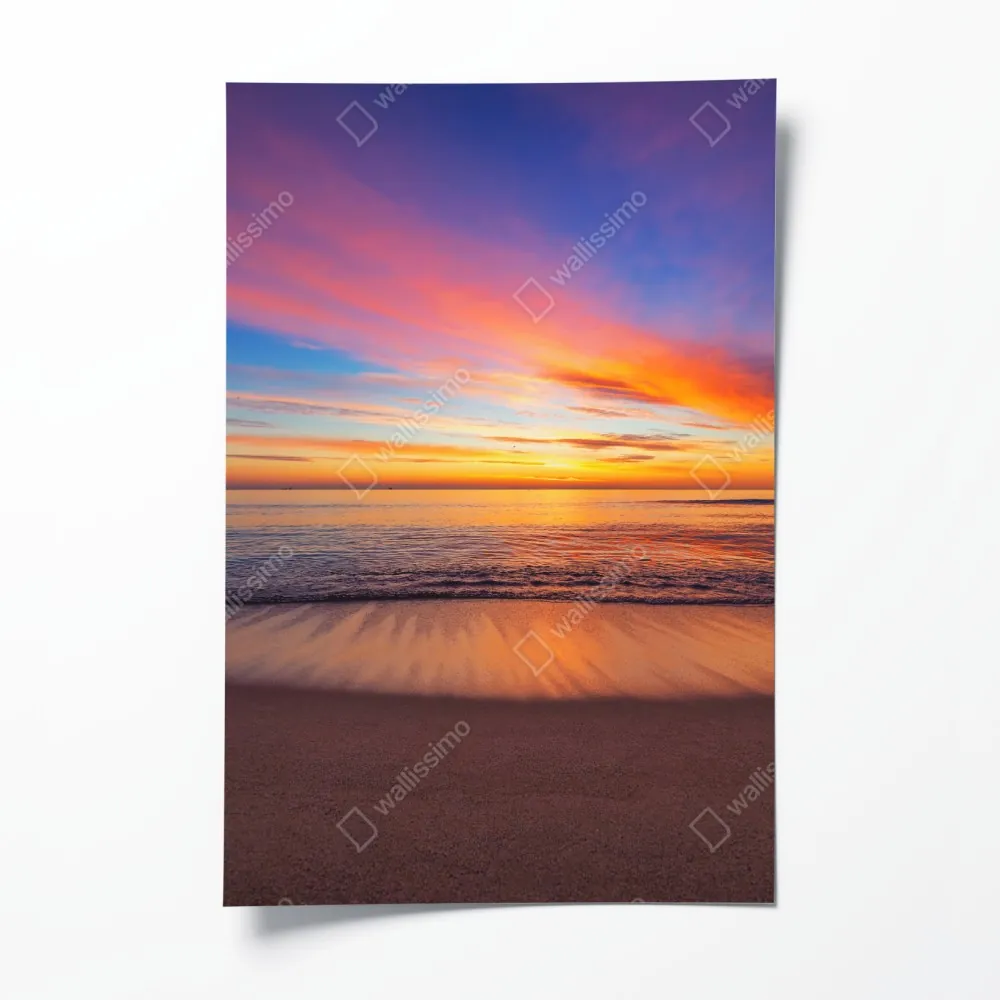 Plakat żywy wschód słońca nad spokojną plażą – Wallissimo® Plakat żywy wschód słońca nad spokojną plażą – Wallissimo®