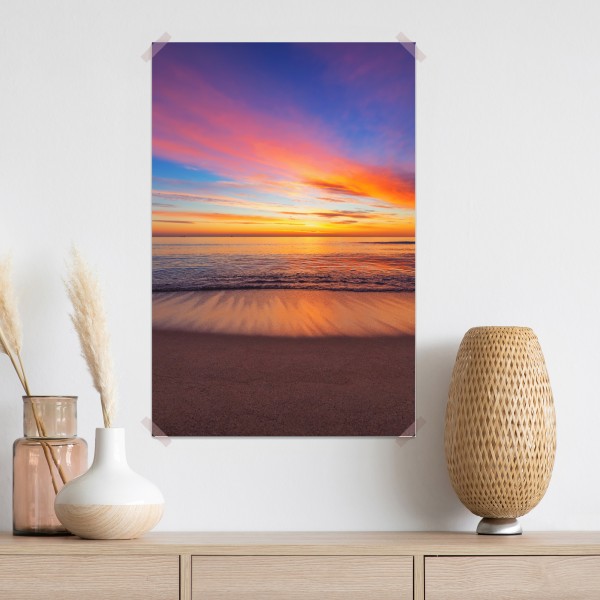 Plakat żywy wschód słońca nad spokojną plażą – Wallissimo® Plakat żywy wschód słońca nad spokojną plażą – Wallissimo®