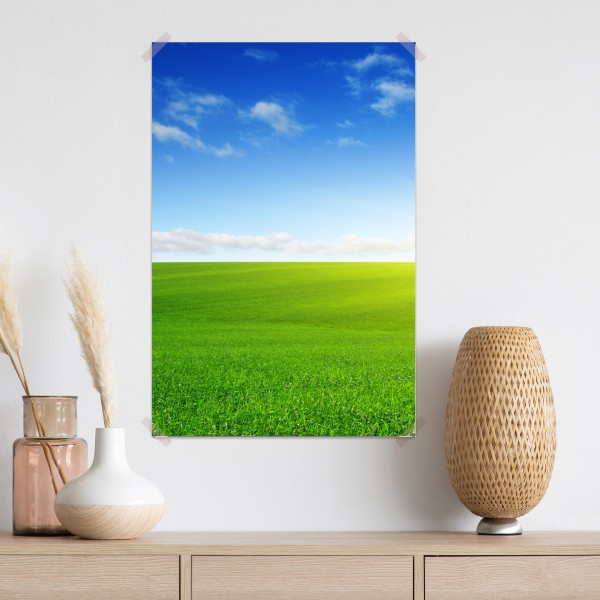 Plakat słoneczna zielona łąka o wschodzie – Wallissimo® Plakat słoneczna zielona łąka o wschodzie – Wallissimo®