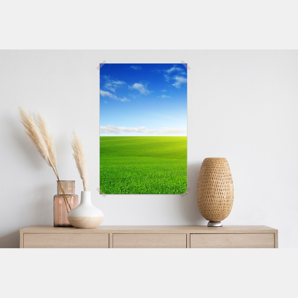 Plakat słoneczna zielona łąka o wschodzie – Wallissimo® Plakat słoneczna zielona łąka o wschodzie – Wallissimo®