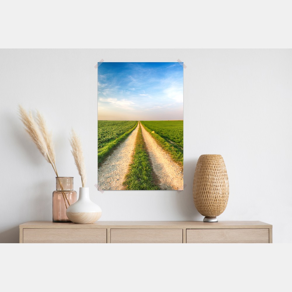 Plakat polna droga przez zielone pola – Wallissimo® Plakat polna droga przez zielone pola – Wallissimo®