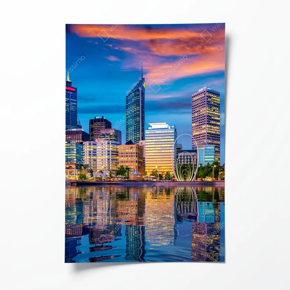 Plakat Perth panorama miasta o zachodzie słońca – Wallissimo® Plakat Perth panorama miasta o zachodzie słońca – Wallissimo®