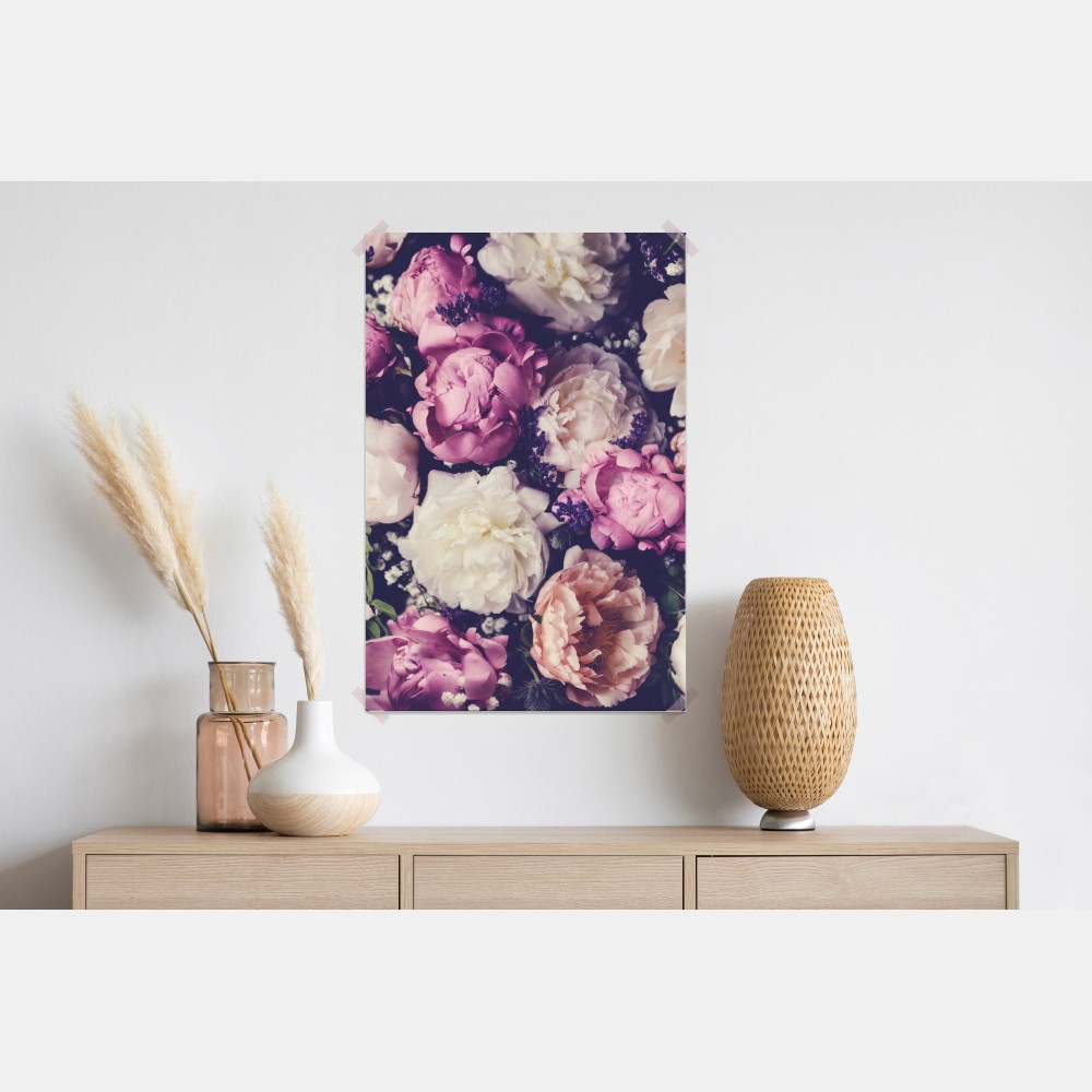 Plakat romantyczny bukiet piwonii w pastelowych tonach – Wallissimo® Plakat romantyczny bukiet piwonii w pastelowych tonach – Wallissimo®