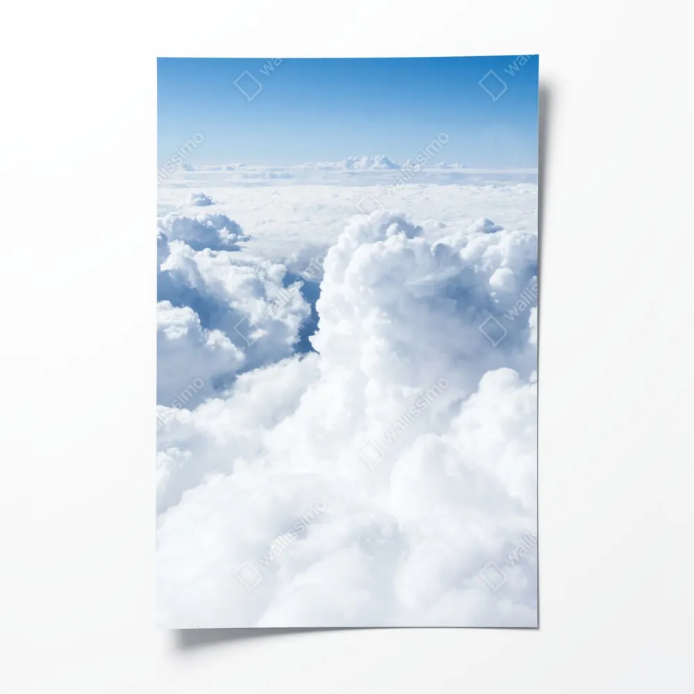Plakat widok z lotu ptaka: miękkie chmury i błękitne niebo – Wallissimo® Plakat widok z lotu ptaka: miękkie chmury i błękitne niebo – Wallissimo®