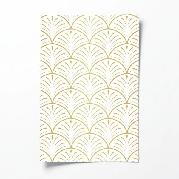 Plakat złoty wzór art deco w stylu wachlarza