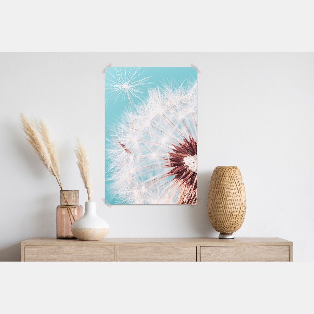 Plakat delikatny dmuchawiec na turkusowym tle – Wallissimo® Plakat delikatny dmuchawiec na turkusowym tle – Wallissimo®