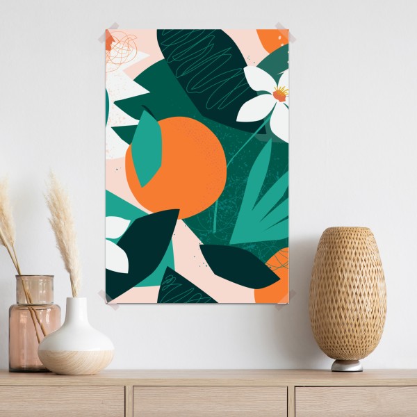 Plakat tropikalne liście i cytrusowa ilustracja – Wallissimo® Plakat tropikalne liście i cytrusowa ilustracja – Wallissimo®