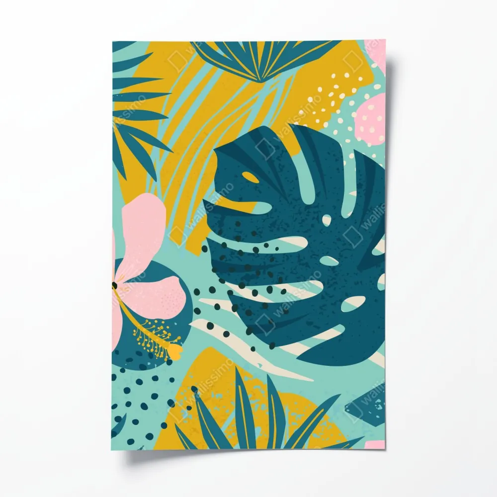 Plakat tropikalne liście i kwiaty – Wallissimo® Plakat tropikalne liście i kwiaty – Wallissimo®